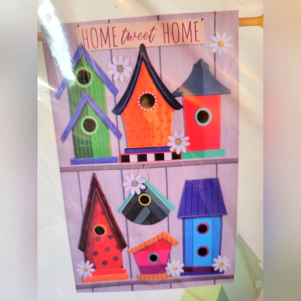 Standard size evergreen birdhouse flag home tweet hom